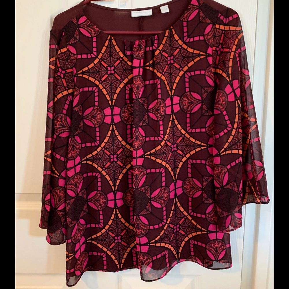 🌹NY&C S Long Sleeve Burgundy Blouse
